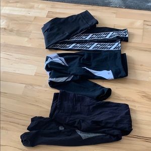 LOT of Assorted black leggings with accent